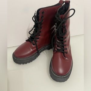 Unilady Burgundy Lace Up Boots Size 5.5